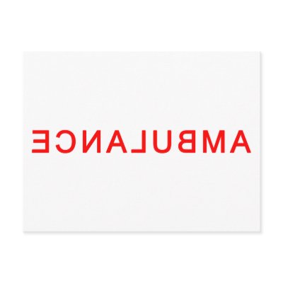 Ambulance Text Backwards Post Cards by RealSlogans