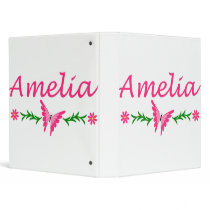 Amelia (Pink Butterfly) 3 Ring Binder