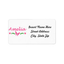 Amelia (Pink Butterfly) Address Label
