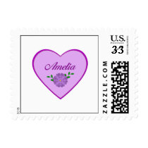 Amelia (purple heart) postage stamps