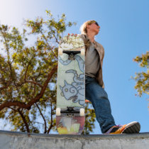 Amelia's blue monster skate board
