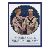 America Calls World War II Postcard postcards