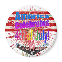 America Celebrates Flag Fireworks 4th of July magnets