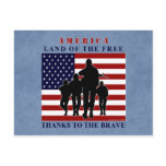 America Flag and Soldiers Silhouette Postcard