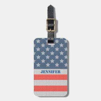 America Flag Diamonds And Glitter Texture Travel Bag Tags