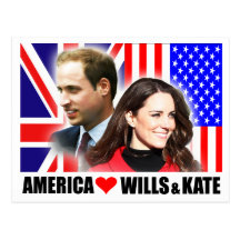 America Loves Wills & Kate Postcard
