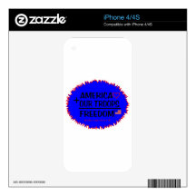 AMERICA + OUR TROOPS - FREEDOM - LOVE TO BE ME iPhone 4 SKIN