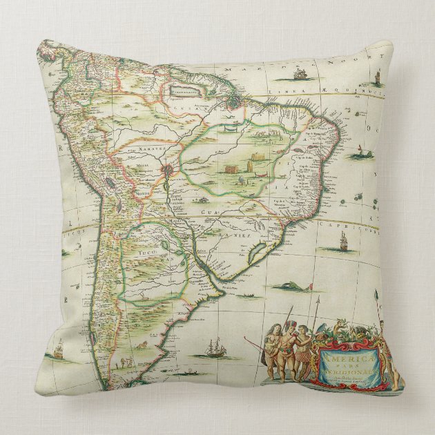 America Pars Meridionalis, page 93 of 'Atlas Minor Throw Pillow-0