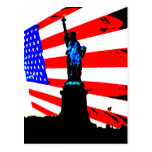 America Patriotic Statue of Liberty American Flag Post Card