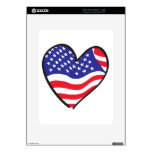 America Patriotic USA Flag Heart Skins For iPad