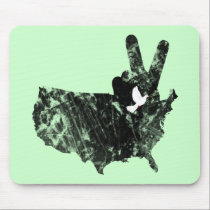 America Peace V Sign Dove, Grunge mousepads