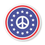 America Red, White, Blue Peace Sign Refrigerator Magnets