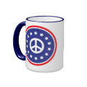 America Red, White, Blue Peace Sign mugs