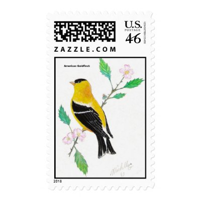 americam goldfinch, American Goldfinch Postage Stamps by Eye4birds