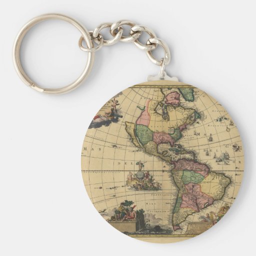 Americam utramque - North & South America Map Key Chains