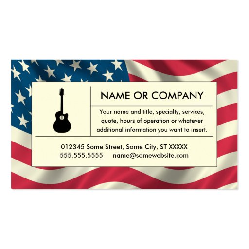 american acoustic guitar business card template (front side)
