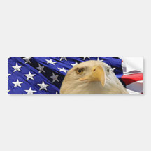 American Bald Eagle and Flag Bumper Stickers