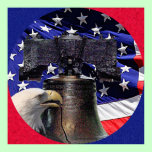 American Bald Eagle, Bell and Flag Poster XLG Size posters