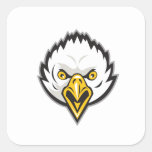 American Bald Eagle Head Screaming Retro Square Sticker