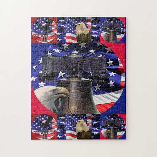 American Bald Eagle, Liberty Bell and Flag Puzzle