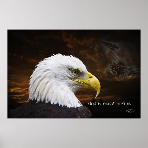 American Bald Eagle Military Tribute Poster