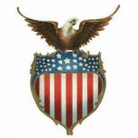American Bald Eagle, stars & stripe atop of shield Photo Cutout
