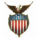 American Bald Eagle, stars & stripe atop of shield photo sculptures