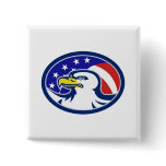 American Bald Eagle Stars Stripes Flag Pinback Buttons
