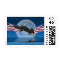 AMERICAN BALD EAGLE & US FLAG Postage Stamps