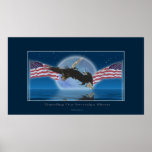 AMERICAN BALD EAGLES & US FLAG Art Poster