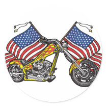 American Biker Chopper Round Stickers