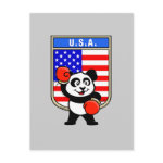 This cute little panda bear is ready for a boxing match! Panda wears boxing gloves before an American flag shield. Great for USA boxing fans or boxers!