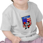 This cute little panda bear is ready for a boxing match! Panda wears boxing gloves before an American flag shield. Great for USA boxing fans or boxers!