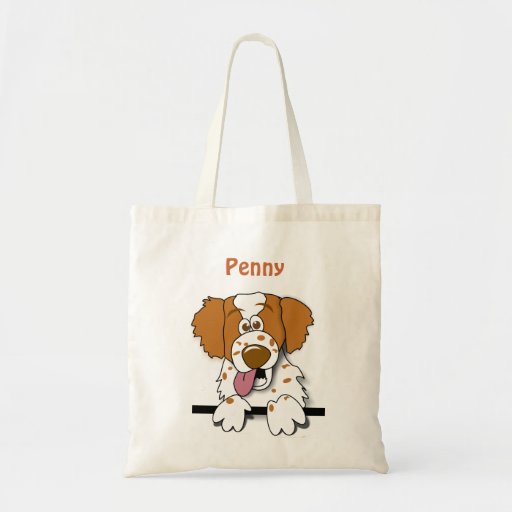 American Brittany Cute Cartoon Dog Personalized Tote Bags