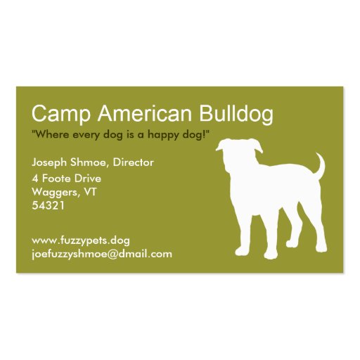 American Bulldog Business Card Template (front side)