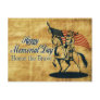 American cavalry soldier riding horse flag vintage post card