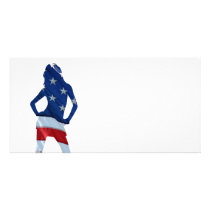 American cheerleader on any color custom photo card