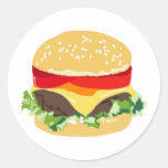 American cheeseburger round stickers