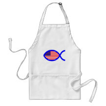 American Christian Fish Symbol Flag Aprons
