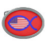 American Christian Fish Symbol Flag Oval Belt Buckle