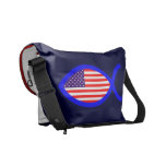 American Christian Fish Symbol Flag Courier Bags