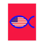 American Christian Fish Symbol Flag Post Card