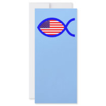 American Christian Fish Symbol Flag Rack Cards