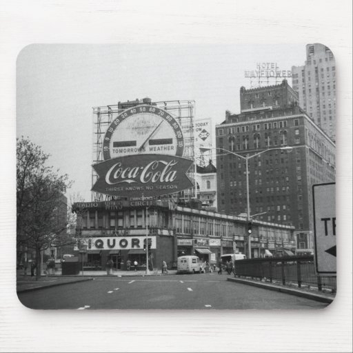 American city with commercial billboards mousepad