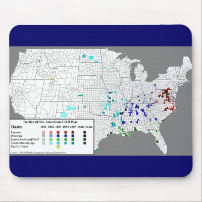 American Civil War Battles Map Mousepad by cooldudeproducts