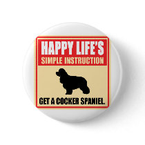 American Cocker Spaniel Pinback Buttons
