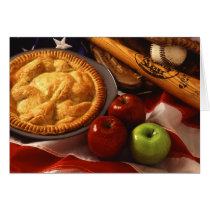 American Cultural Icons Apple Pie Baseball & Flag Greeting Cards
