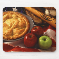 American Cultural Icons Apple Pie Baseball & Flag Mousepad