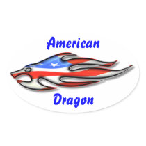 American Dragon Oval Sticker