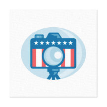 American DSLR Camera Stars and Stripes Flag Stretched Canvas Print